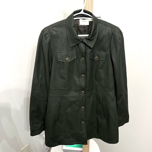 Anthropologie Green Leather Jacket - Picture 3 of 6